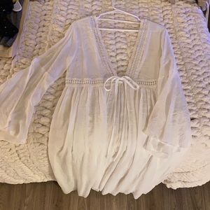 Pool cover up, white and flowy
